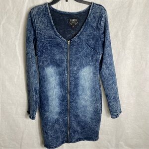Thrill Retro Acid Long Sleeve Denim Dress Size XL